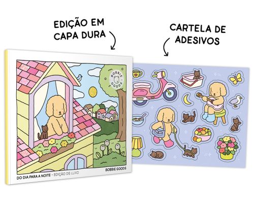 Do dia para a noite (Day to Night): Livro de colorir oficial Bobbie Goods – Edição em capa dura com cartela de adesivos