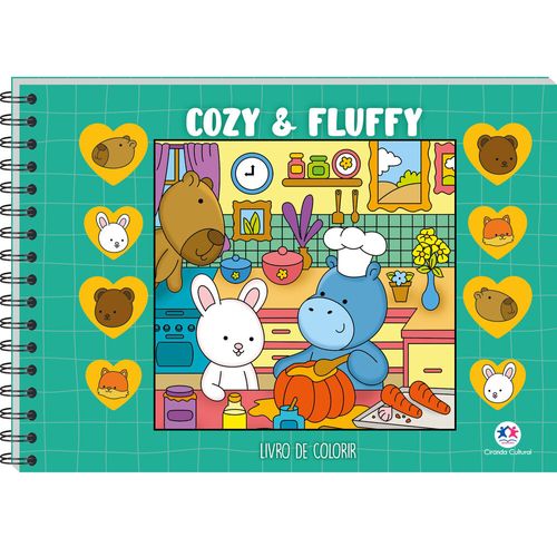 Cozy and Fluffy Green - Livro de Colorir