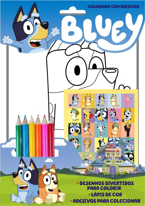 Bluey Colorindo com Adesivos