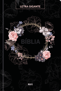 Bíblia sagrada nvi - Letra gigante - flores preta