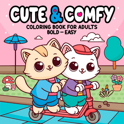 Cute & Comfy Coloring Book for Adults - Bold Easy - Livro de Colorir Adulto
