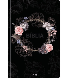 Bíblia Sagrada flores preta - NVI