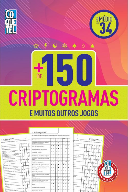 Livro Coquetel Mais de 150 Criptogramas Nível Médio Ed 34