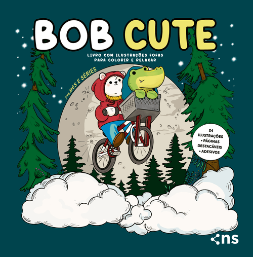 BOB CUTE – FILMES E SÉRIES – Livro com ilustrações fofas e originais para pintar, páginas destacáveis e acompanha uma cartela de adesivo - papel 180gr