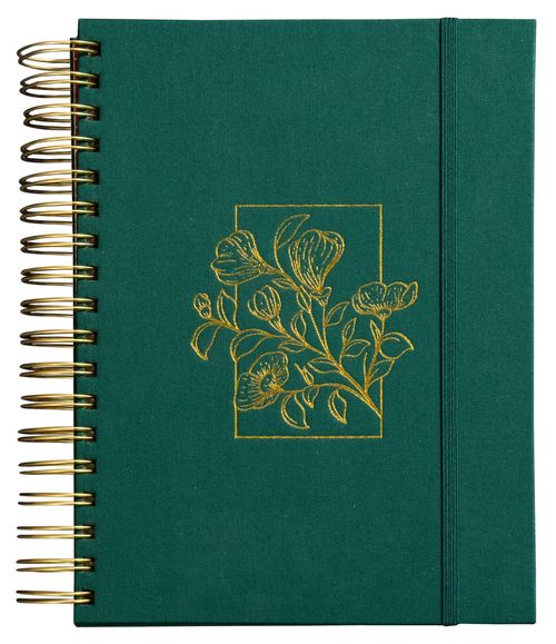 Meu plano perfeito, planner sem data, capa verde tecido sobre capa dura | Planner 2026